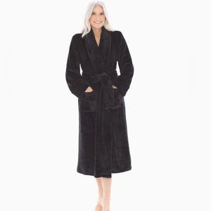 Soma size L/XL long plush robe black fleece lined belted NWOT